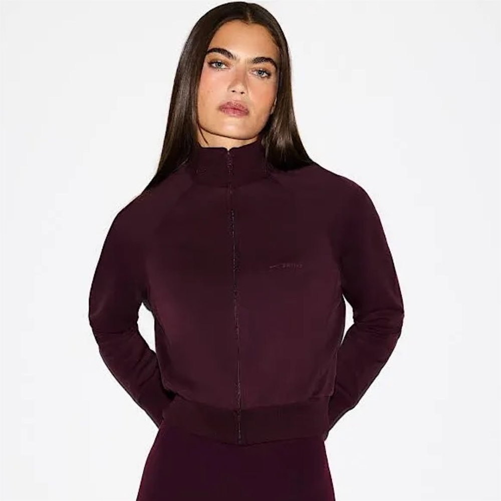 NWT NikeSKIMS Matte Tricot Track Jacket in Currant